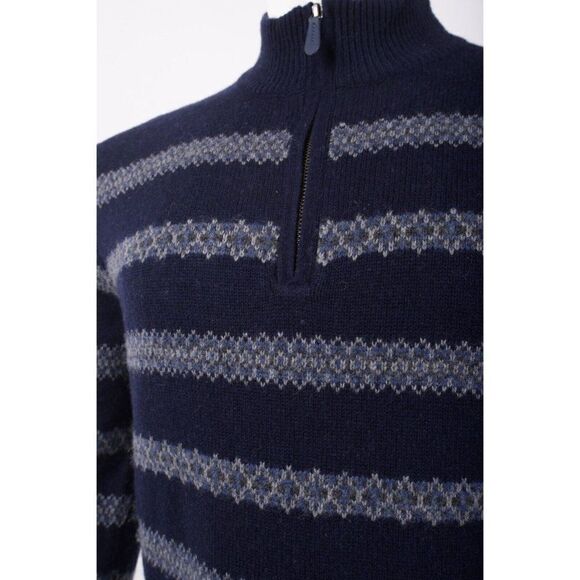 Vineyard Vines Mens Fair Isle Quarter Zip Sweater Pullover Size S Navy Blue NWT - Picture 4 of 6